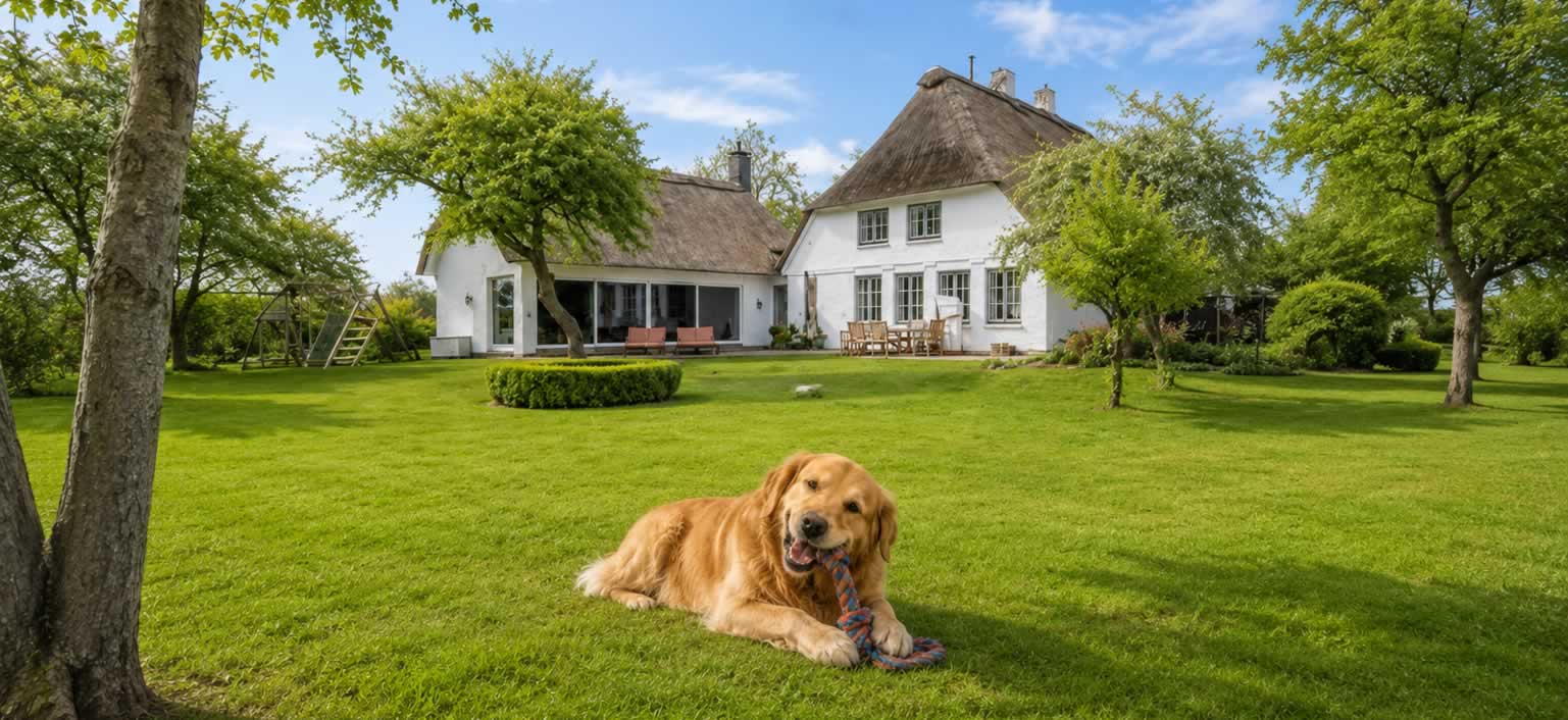 Hund am Ferienhaus