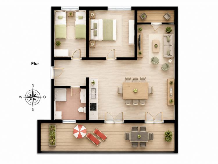 Am Rundsteg Penthouse 13 - 2.OG 80m² - 2-6 Pers Bild: 8 Am Rundsteg Penthouse 13 - 2.OG 80m² - 2-6 Pers Bild: 8